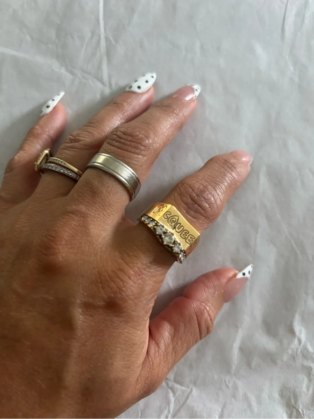Alexander McQueen Gold-Tone Crystal Band Ring